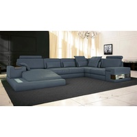 BULLHOFF Wohnlandschaft U-Form Wohnlandschaft Leder Eckcouch LED Licht Sofa »HAMBURG blau