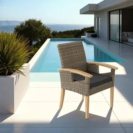 Tectake Rosarno Rattanstuhl  62,5 x 71,5 x 94 cm natur