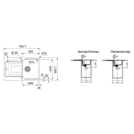 Franke Urban UBG 611-78 links Auflage steingrau Excenterbetätigung 780 x 480 mm