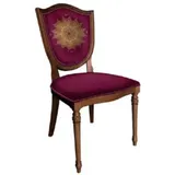 Casa Padrino Art Deco Esszimmerstuhl Lila / Braun - Eleganter Massivholz Stuhl mit elegantem Muster - Art Deco Esszimmer Möbel