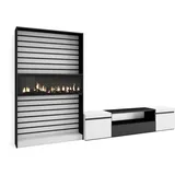 SKRAUT HOME WOHNWAND Wohnzimmer, weiß und schwarz, Elektrokamin,, 310/35/186cm