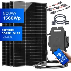 Balkonkraftwerk 800W/1560Wp bifazial mit 3m Anschlusskabel