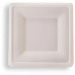 500 quadratische Teller aus Zuckerrohr in weiß 16 x 16 cm | umweltfreundlich