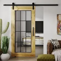 SEART Holzschiebetür in Eiche Szpros (Naturöl), Tür mit Glas, Sprossen, gehärtetes Glas 100x210 cm