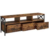 VASAGLE Industriestil TV-Schrank, 3 Schubladen,