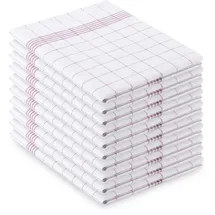 Vaily Geschirrtücher Rot-Kariert aus 100% Baumwolle 10er Pack