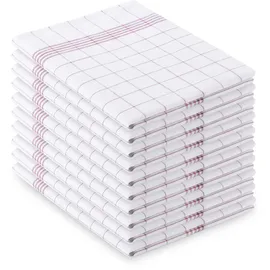 Vaily Geschirrtücher Rot-Kariert aus 100% Baumwolle 10er Pack