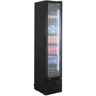 GastroHero Getränkekühlschrank GKS-160 Slim, 160 Liter Kühlraumvolumen, Innenbeleuchtung, schwarz