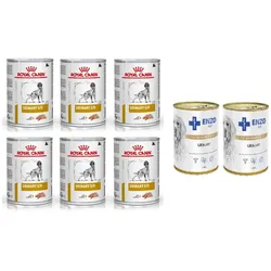ROYAL CANIN Urinary S/O 6x410g + ENZO VET Urinary bei Harnwegserkrankungen mit Huhn für Hunde 2x400g