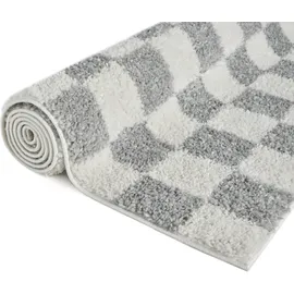 OTTO home Hochflor-Teppich OTTO HOME "Kiiki, Karo-Muster" Gr. 6, grau, B:200cm H:30mm L:300cm, Kunstfaser, Teppiche, Kariert, auffälliges Schachbrettmuster, Wohnzimmer, Schlafzimmer