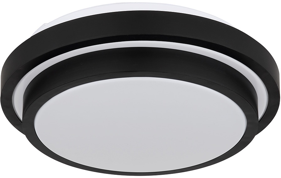 LED Badezimmerleuchte Deckenleuchte Deckenlampe Wohnzimmerlampe Flurleuchte, Metall Acryl schwarz, Bewegungsmelder 1-5m/360°, D 30 cm