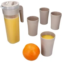 Togo 5-tlg. Krug Set mit 4 Bechern Kunststoff beige Picknick Camping Outdoor