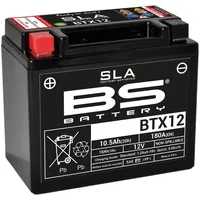 BS Battery 300680 BTX12 AGM SLA Motorrad Batterie, Schwarz