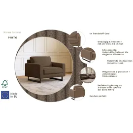 Home Affaire Loveseat Pinto Cord 105 x 85 x 97 cm Braun mit Keder