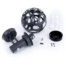 GLOBO LED Aussenlampe mit Bewegungsmelder anthrazit Wandlampe mit Bewegungsmelder Außen Wandleuchte Kugel, im Loch-Design, 1x Filament LED warmweiß Edelstahl ALU, H 32,7 cm