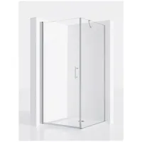 IMPTS Eckdusche Duschkabine Eckeinstieg Pendeltür Komplett set, BxT: 80x80 cm, Nano Sicherheitsglas, Set, mit hochwertigen Aluminiumprofilen in Chrome, mit Duschwanne, Duschtür mit Seitenwand, Inkl. Duschwanne & Ablauf 80 cm x 195 cm x 80 cm