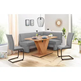 Home Affaire Eckbank HOME AFFAIRE "Nils", grau (hellgrau (capulet 4003)), B:182cm H:89cm T:142cm, Holzwerkstoff, Massivholz, Polyester, Sitzbänke, Eckbank, Sitz und Rücken gepolstert, verschiedene Qualitäten