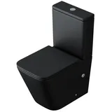 DOPORRO Stand-WC mit Spülkasten komplett S112T schwarz matt inkl. Softclose Absenkautomatik 36x63x82cm Stand-Toilette schwarz matt spülrandlos