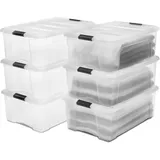 Iris Ohyama Aufbewahrungsboxen mit Deckel, 30L, 6er-Set, Transparent, Sicherer Verschluss, Stapelbar, Griffe, Schlafzimmer, Schrank, Büro, Organisation, BPA-freies Plastik, Ordnungsboxen, DDNTB-30