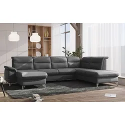 Wohnlandschaft SIT & MORE "Astoria U-Form", grau, B:327cm H:91cm T:225cm, 100% Polyester, Sofas, wahlweise mit motorischer Relaxfunktion