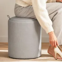 Theo&Cleo Sitzhocker mit Stauraum Fußhocker Aufbewahrungsbox mit Deckel Couchtisch für Wohnzimmer Schlafzimmer Flur - Grau