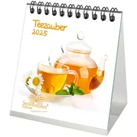 Teezauber Kalender für 2025 Format 10cm x 10cm Tee - Geschenkset Inhalt: 1x Kalender, 1x Weihnachtskarte (insgesamt 2 Teile)