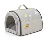 Jiupety Hundehütte Indoor, 2-in-1 Katzenhöhle, Größe S Hundehöhle Kleine Hunde für Katze und Welpe, Warme Höhle Schlafnest, Grau