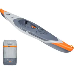 Kajak aufblasbar Hochdruck Drop Stitch 1-Sitzer - X500 Touring hellzinngrau|orangefarben fluoreszierend|hellgrau No Size