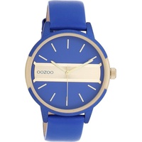 OOZOO Quarzuhr Oozoo Damen Armbanduhr Timepieces Analog, (Analoguhr), Damenuhr rund, groß (ca. 42mm) Lederarmband, Fashion-Style blau