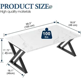 luxuskollektion Couchtisch Holz Weiß Schwarz Metallgestell