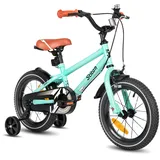 STITCH 16 Zoll Kinderfahrrad für 4 5 6 Jahre Mädchen & Jungen, Kinderfahrrad mit Stabilisatoren, 95% montiert,Leichtes Grün