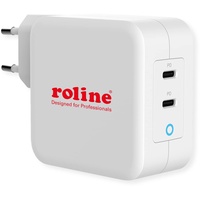 ROLINE USB Charger mit Euro-Stecker, 2 Port (2x Typ-C PD), GaN, 100W