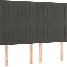 vidaXL Boxspringbett mit Matratze & LED Dunkelgrau 140x200 cm Samt