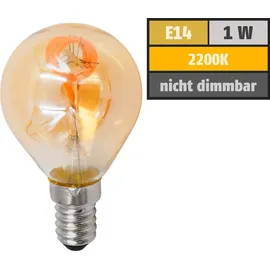 McShine LED Filament Tropfenlampe Retro E14, 1W, 90lm, warmweiß, goldenes Glas