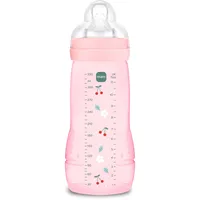 MAM Easy-Active-Babyflasche 330 ml, MAM Babyflasche für aktive Babys, ergonomisch und praktisch, Babyzubehör 4+ Monate zum Stillen mit Sauger Größe 3 flach und symmetrisch, rosa
