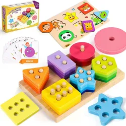 POPOLIC Lernspielzeug Spielzeug ab 1 Jahr - Steckpuzzle Holzpuzzle Baby 6 9 Monate (Baby spielzeug Lernspielzeug Geschenke), Motorikspielzeug Kinderspielzeug ab 1 Jahr