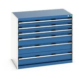 bott cubio Schubladenschrank, Schubladen 3x100 + 2x150 x 1x200 mm, TK je 75 kg, Breite 1.050 mm, enzianblau