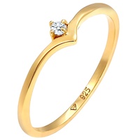 Elli DIAMONDS Solitär Diamant (0.03 ct.) V-Form 925 Silber Ringe Damen