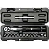Drehmomentschlüssel klein 1/4" Zoll für Auto, Motorrad & Fahrrad | Kleiner Ratschenkasten mit Bit Set 2-24 Nm 15 teilig | Profi Steckschlüssel Werkzeug Set mit Nüssen | WGB