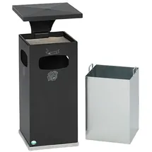 Proregal Kombiascher mit verstärktem Schutzdach 38 Liter, HxBxT 91x39,5x39,5cm | Verzinkter Stahl Anthrazit | Mülleimer Aschenbecher Abfalleimer