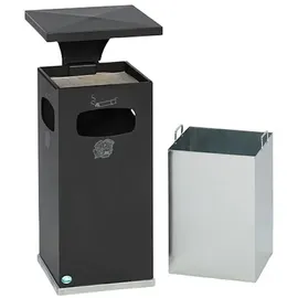Proregal Kombiascher mit verstärktem Schutzdach 38 Liter, HxBxT 91x39,5x39,5cm | Verzinkter Stahl Anthrazit | Mülleimer Aschenbecher Abfalleimer