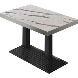 GGM Möbel Bistro Tisch 110 x 60 x 81 cm Weiß Marmor/Schwarz