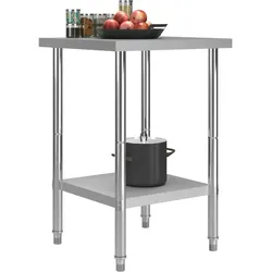 DELUKE® Edelstahl Arbeitstisch KUGO 60x60x85cm, Edelstahl Gastro-Arbeitstisch Arbeitsfläche Gastro-Küchentisch Küchen-Arbeitstisch