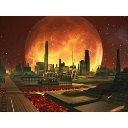 Fototapete PAPERMOON "PLANETEN-FUTURISTISCH WELTRAUM MOON GALAXIE UNIVERSUM", bunt, B:4,00m L:2,60m, Vlies, Tapeten