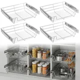 Aufun Teleskopschublade 4 Stück Schrankauszug Ausziehbare Küchenschublade, Schlafzimmerschublade Regal Küchen für 57 cm Innenbreite, 60cm Schränke Außenbreite, Silber