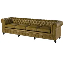 Massivmoebel24 Couch Leder 4-Sitzer Grün