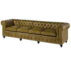 Massivmoebel24 Couch Leder 4-Sitzer Grün