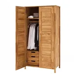 Pharao24 Kleiderschrank Buzia aus Massivholz braun