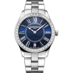 Frederique Constant Classics Quartz Ladies FC-220MN3BD6B - Gerprägt & sonnen guilloche,blau,Edelstahl - 36mm