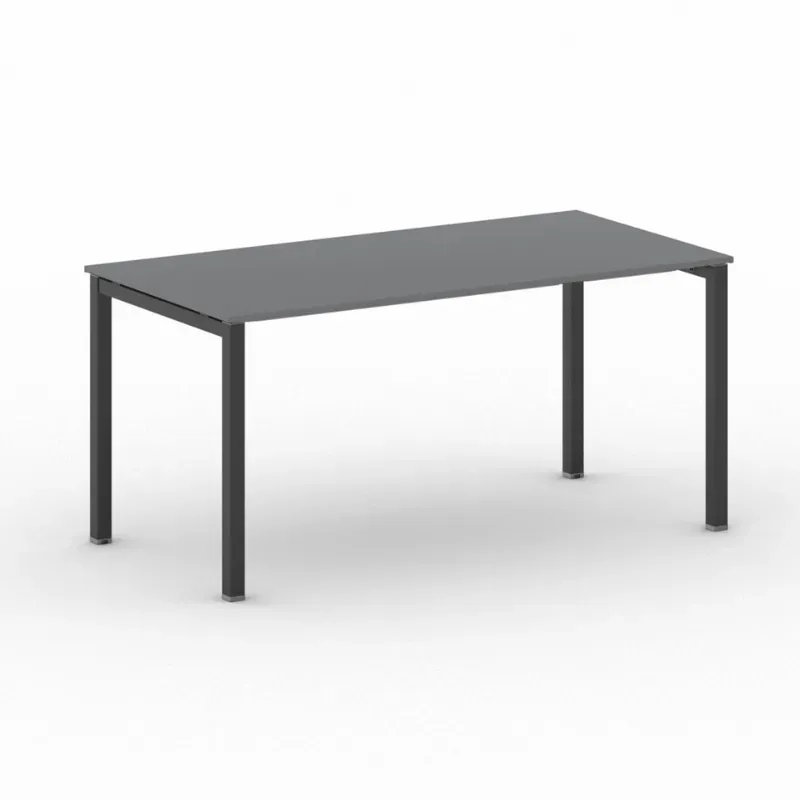 Bürotisch PRIMO SQUARE 160x80 cm, schwarzes Metallgestell, Graphit